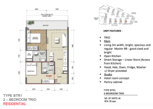 New Condo Launch - North Park Residences - Floor Plan Type BTR1 2-Bedroom Trio