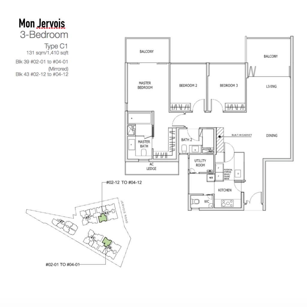 MonJervoisFloorPlanC11410sqft3Bedroom New Condo