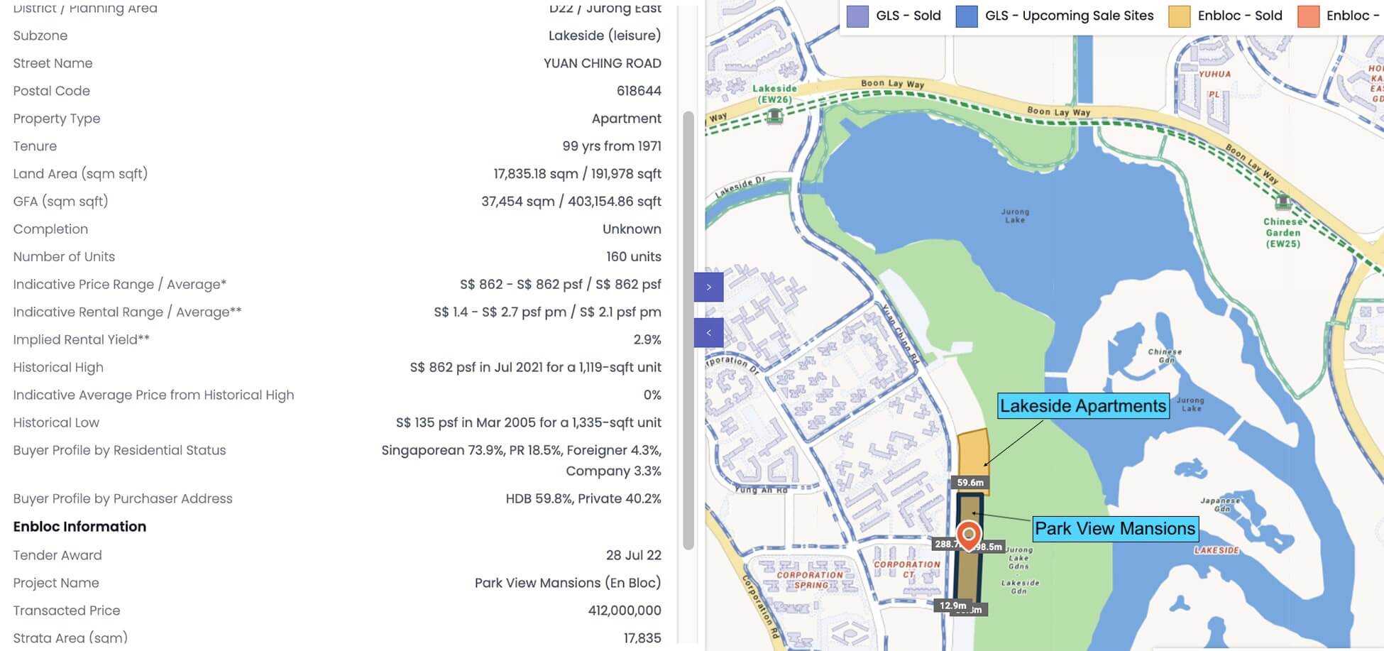 Park View Mansions Condo Jurong Lake District Location Map